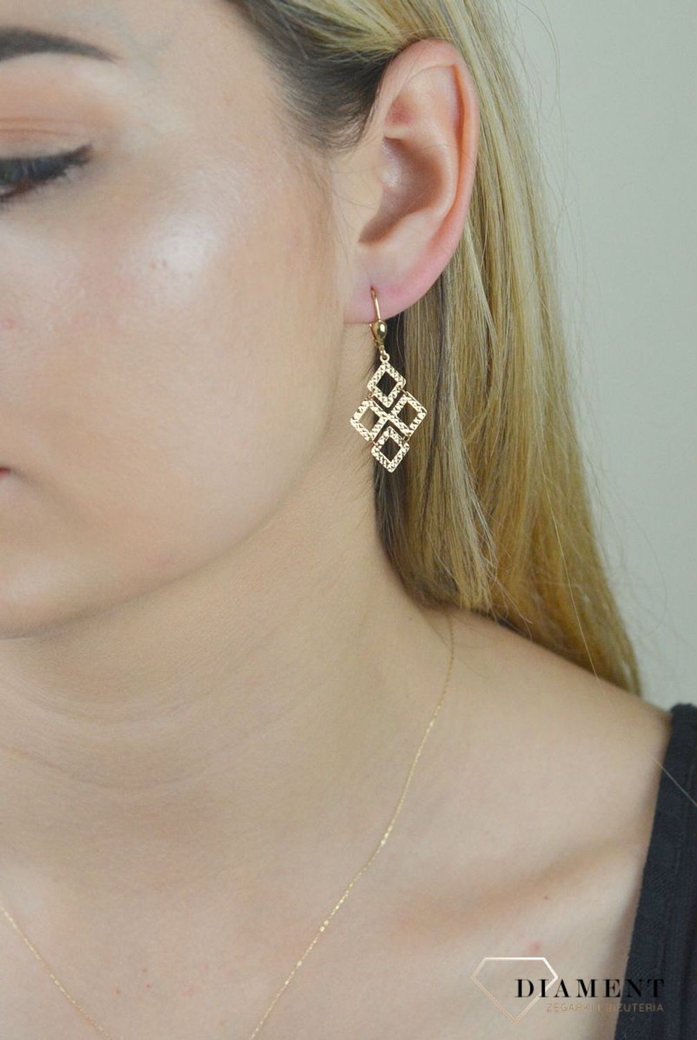 Złote kolczyki 333 wiszące romby KL 11225 333.jpg